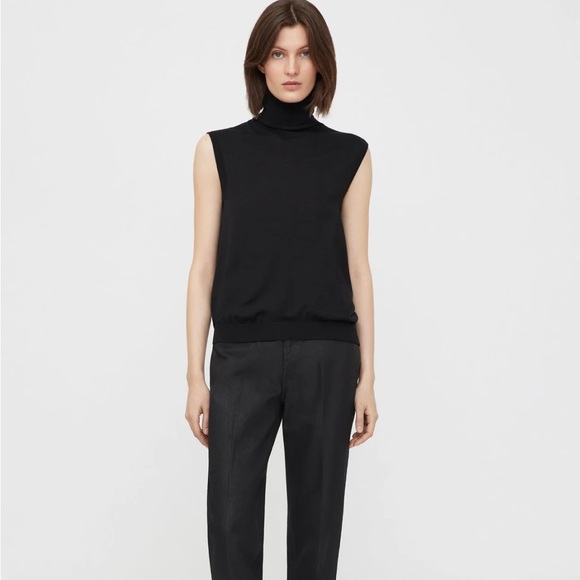 Toteme - black cocoon sleeveless turtle neck wool knit sweater
